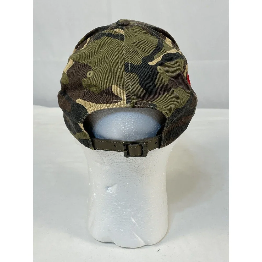 Hooey Camouflage Hat Men's Adjustable Baseball Cap Red Logo Skull Flag Underbrim